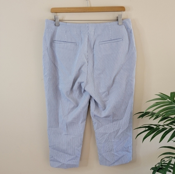 Talbots | Petite Heritage Fit Blue White Striped Seersucker Capris Size 12P - Picture 2 of 4